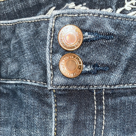 AMERICAN EAGLE OUTFITTERS Dark Wash Flare Denim Blue Jeans Artist SIZE 4 EUC - Picture 6 of 13